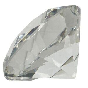 Crystal Glass Diamond Shaped Clear Paperweight Wedding Gift  Home Office Decor